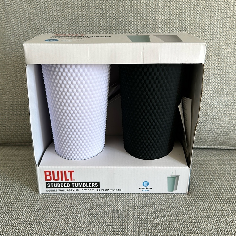 BUILT Studded Tumblers with Straws